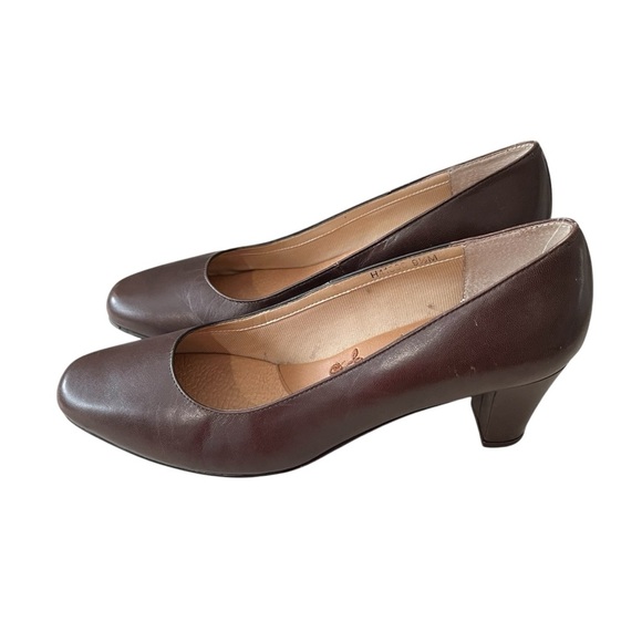 Ros Hommerson Women’s 9.5 Brown Block Heel Leather Upper Pumps - Picture 3 of 10